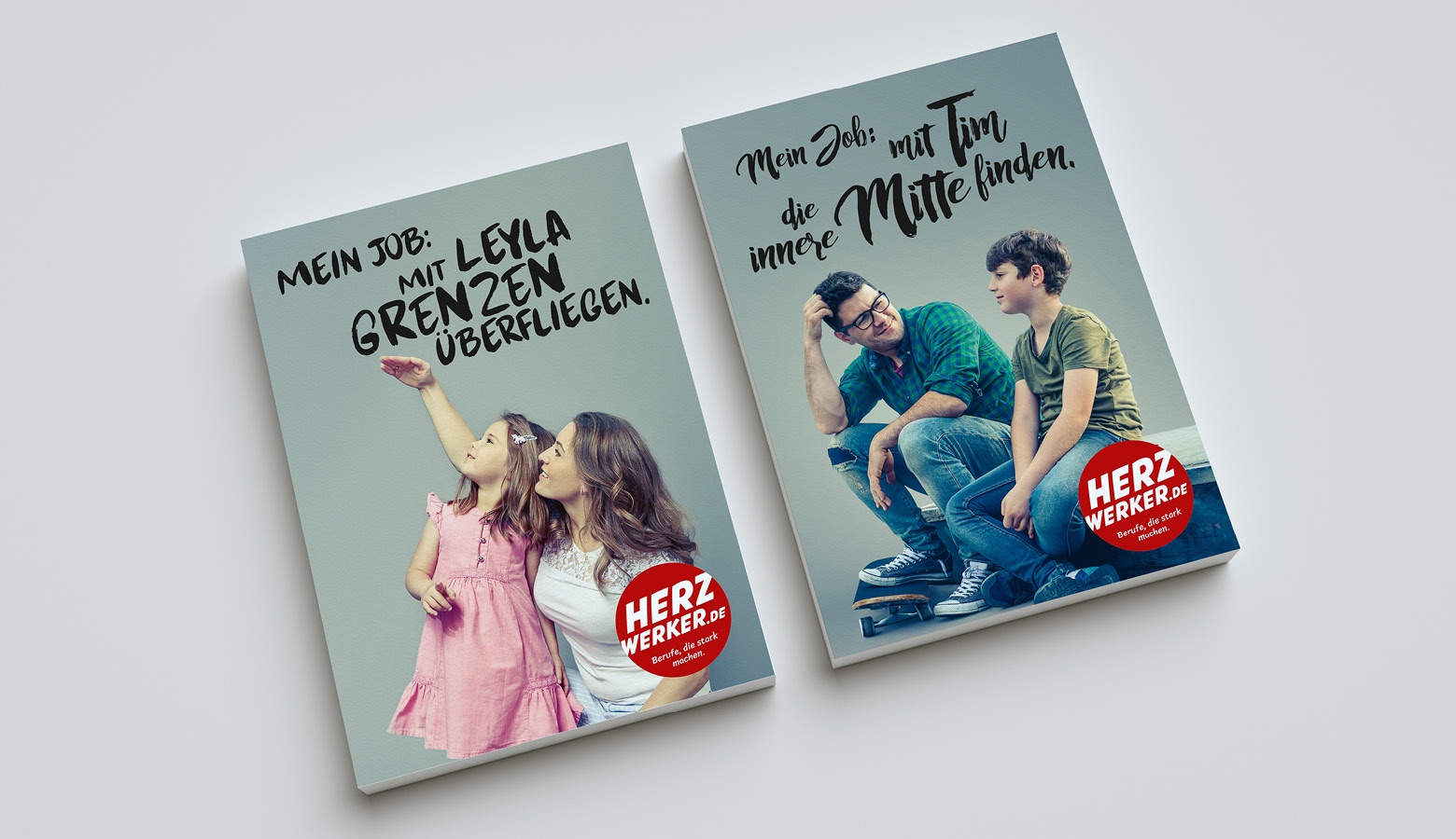 „Herzwerker“-Postkarten für die Personalgewinnung.