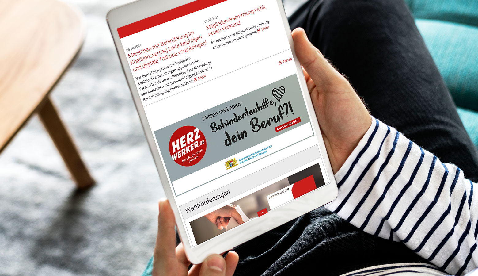 „Herzwerker“-Banner für die Personalgewinnung.