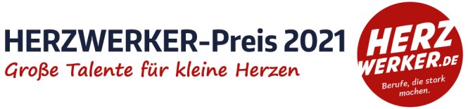 Logo: HERZWERKER-Preis 2021, Subheadline: Große Talente für kleine Herzen.